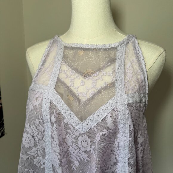 Free People Light Lavender Lacey Tank Top Blouse - Picture 4 of 11